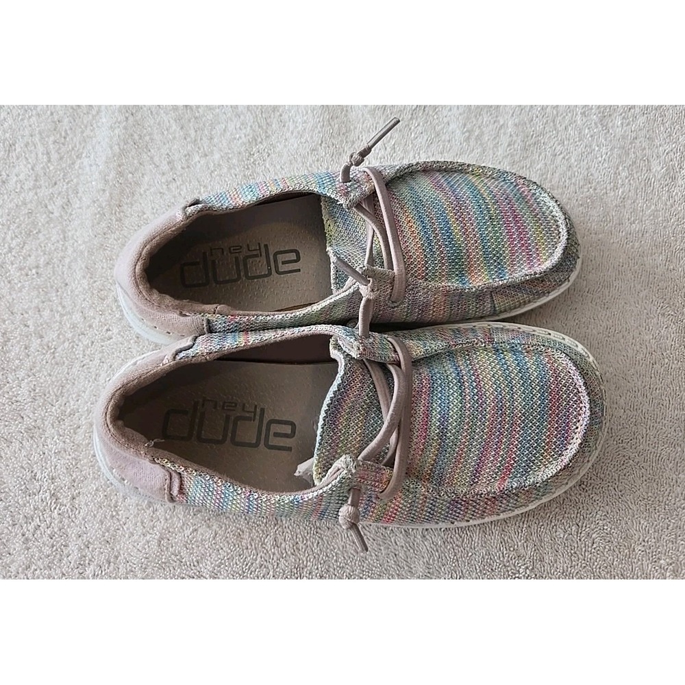 Hey Dude Wendy Sox‎ Pastels Shoes Youth Size Y2 L3 Slipon Multicolor